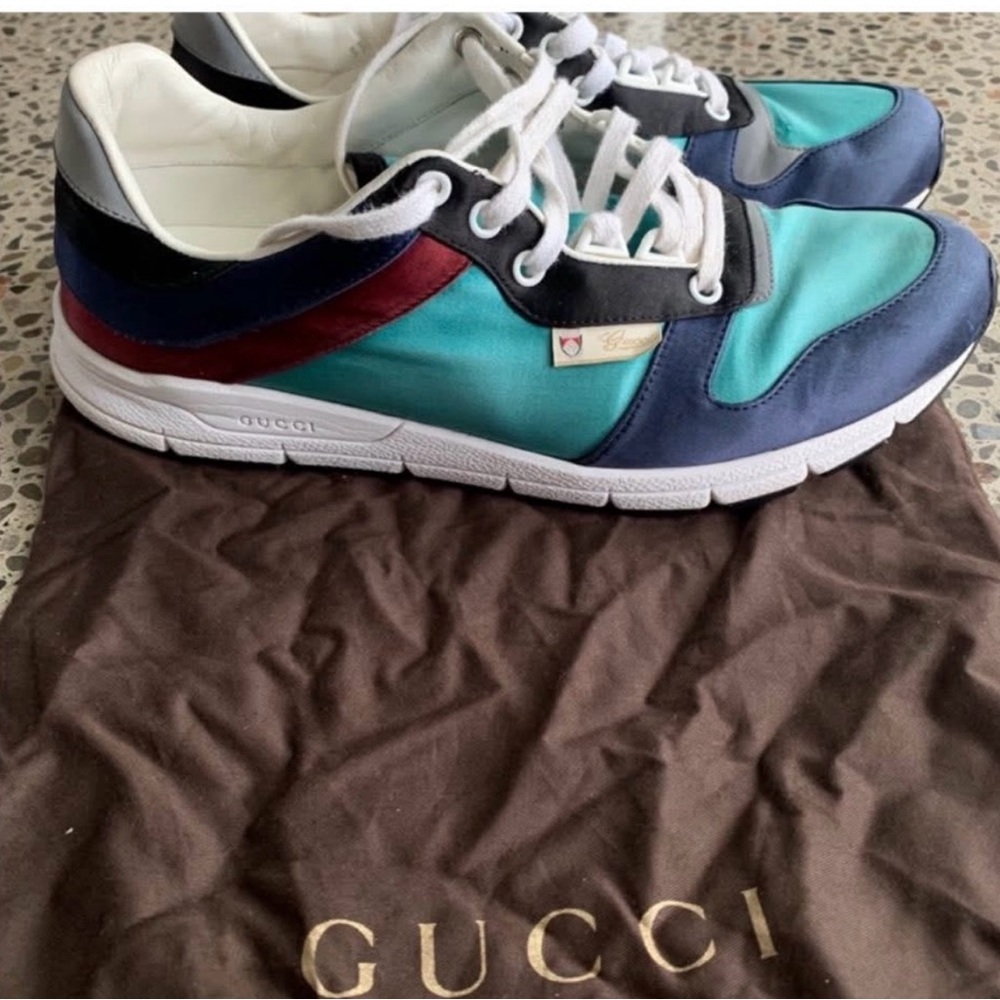 Gucci Teal and Navy Sneakers